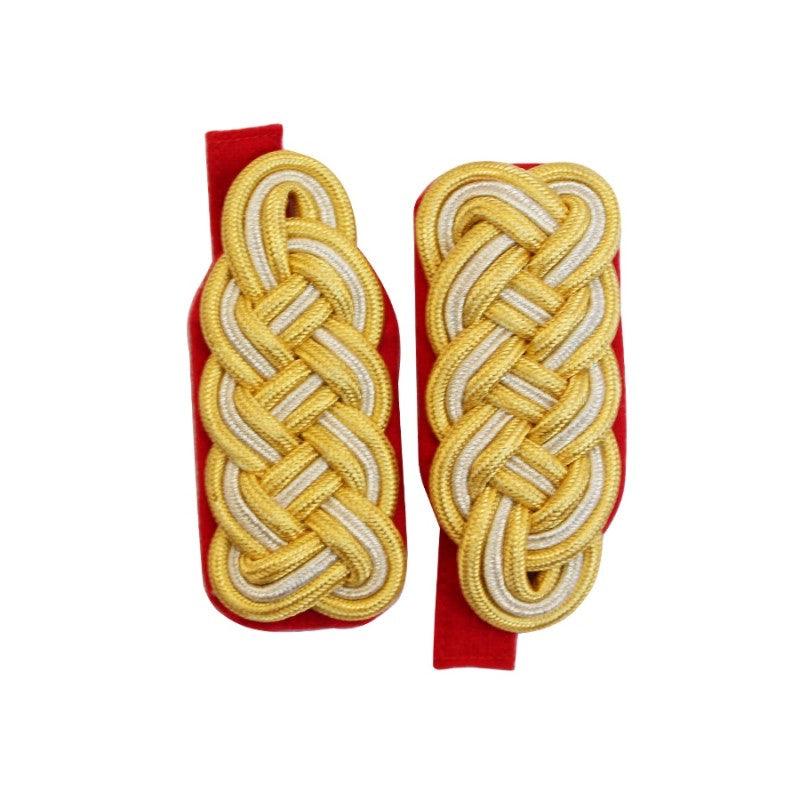 Military Gold & Red Bullion Wire Cord Army Shoulder Board Pair