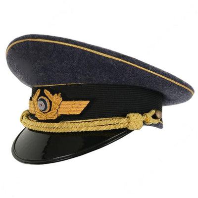 WW2 Luftwaffe Generals Visor Cap – Bullion Embroidered Wreath, Cockade, and Eagle Insignia